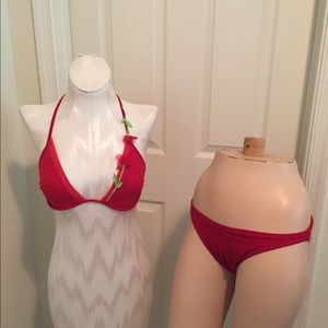 NEW Gottex bikini Red Rose with tulle 38/8us